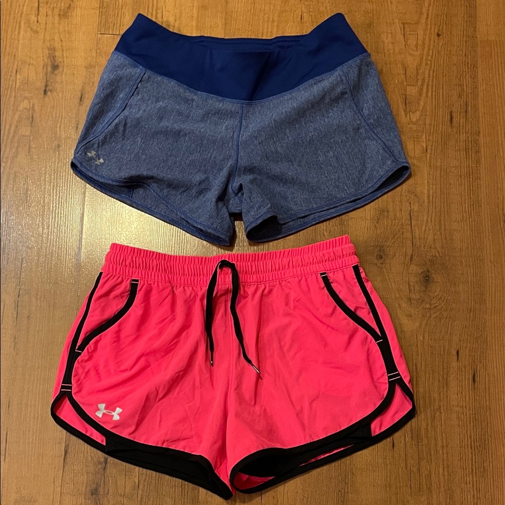 Under Armour Women's Blue and Pink Athletic Shorts